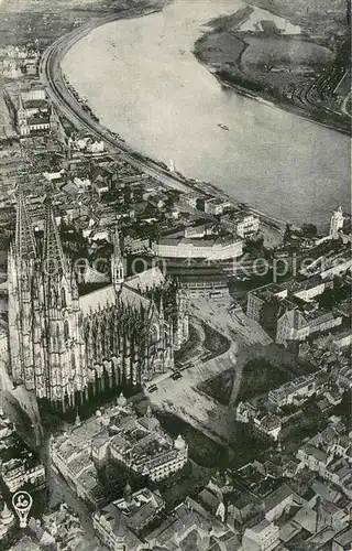 AK / Ansichtskarte Koeln_Rhein Dom und Rhein Ballonaufnahme Koeln_Rhein