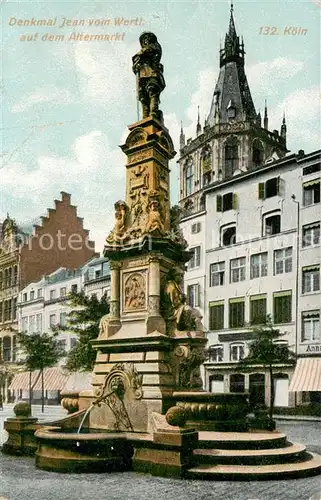 AK / Ansichtskarte Koeln_Rhein Denkmal Jean vom Werth auf dem Altermarkt Koeln_Rhein