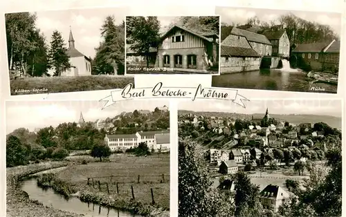 AK / Ansichtskarte Bad_Belecke Kuelben Kapelle Kaiser Heinrich Bad Muehle Panorama Bad_Belecke