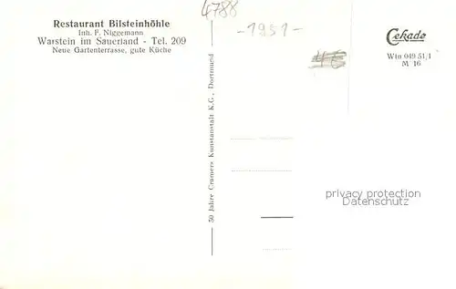 AK / Ansichtskarte Warstein Tropfsteinhoehle Halle der 60 Riesen Warstein