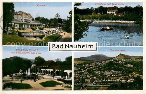 AK / Ansichtskarte Bad_Nauheim Kurhaus Teichhaus Teich Sprudel Badehaeuser Park Panorama Bad_Nauheim