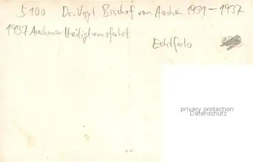 AK / Ansichtskarte Aachen Dr.Vogt Bischof von Aachen Kleid Muttergottes Heiligtumfahrt Aachen