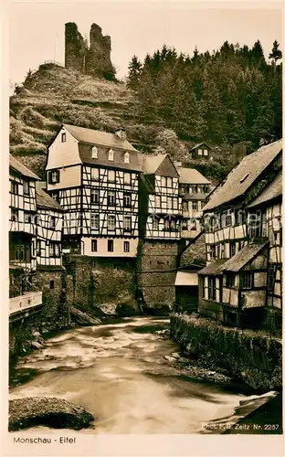 AK / Ansichtskarte Monschau Eifel Fachwerk Burgruine Monschau