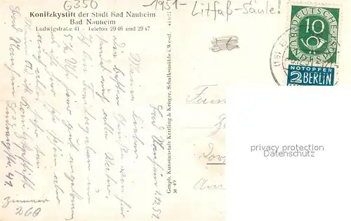 AK / Ansichtskarte Bad_Nauheim Konitzkystift Litfass Saeule Bad_Nauheim