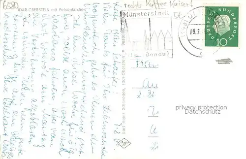 AK / Ansichtskarte Idar Oberstein Partie an der Nahe mit Blick auf Felsenkirche Idar Oberstein