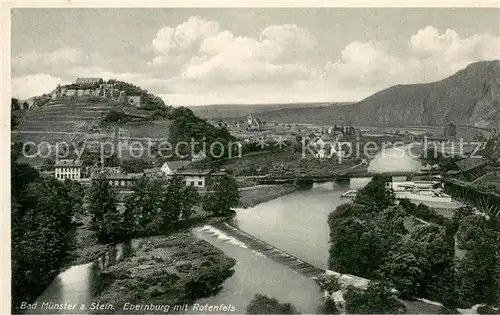 AK / Ansichtskarte Bad_Muenster_Stein_Ebernburg Panorama Nahetal Burg Ebenburg mit Rotenfels Bad_Muenster