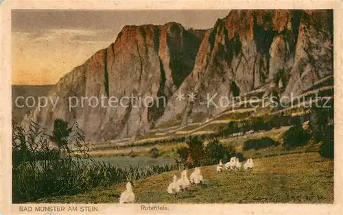 AK / Ansichtskarte Bad_Muenster_Stein_Ebernburg Uferpartie an der Nahe Rotenfels Bad_Muenster