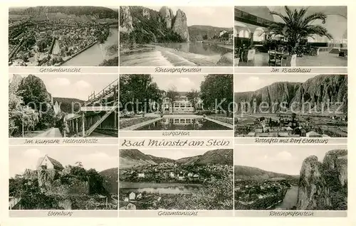 AK / Ansichtskarte Bad_Muenster_Stein_Ebernburg Panorama Rheingrafenstein Badehaus Kurpark Kurgarten Rotenfels Dorf Ebernburg Bad_Muenster