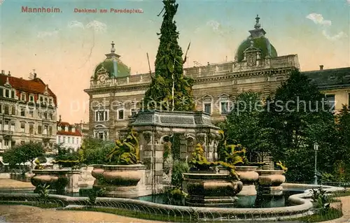 AK / Ansichtskarte Mannheim Denkmal am Paradeplatz Stempel Reserve Lazarett Mannheim