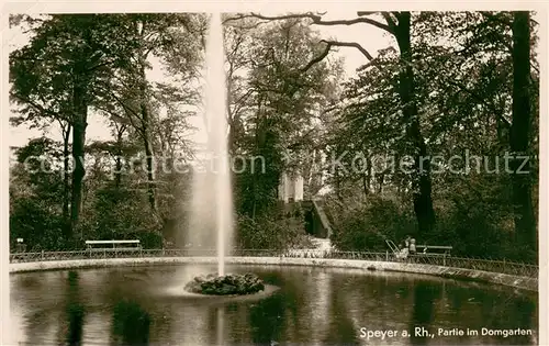 AK / Ansichtskarte Speyer_Rhein Partie im Domgarten Fontaene Feldpost Speyer Rhein