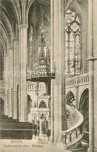 AK / Ansichtskarte Speyer_Rhein Gedaechtniskirche Innenansicht Kanzel Speyer Rhein