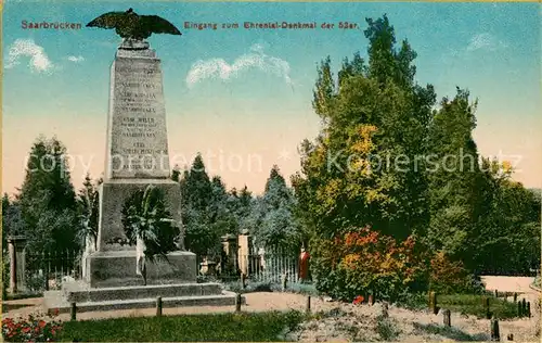 AK / Ansichtskarte Saarbruecken Eingang zum Ehrental Denkmal der 53er Saarbruecken