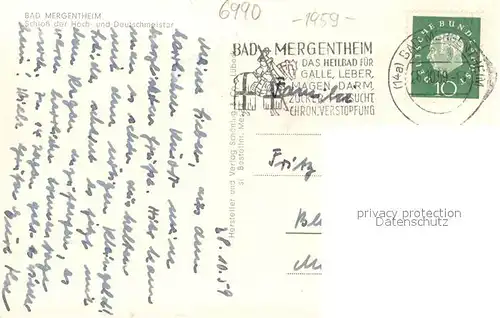 AK / Ansichtskarte Bad_Mergentheim Schloss der Hoch  und Deutschmeister Bad_Mergentheim