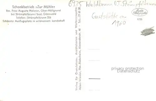 AK / Ansichtskarte Oberhoellgrund_Waldbrunn Schankbetrieb Zur Muehle Gaststaette Ansicht vom Waldrand aus 