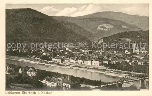 AK / Ansichtskarte Eberbach_Neckar Panorama Luftkurort Neckar Bruecke Eberbach Neckar