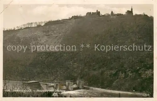 AK / Ansichtskarte Neckarsteinach Stauwehr mit Dilsberg Bromsilber Neckarsteinach