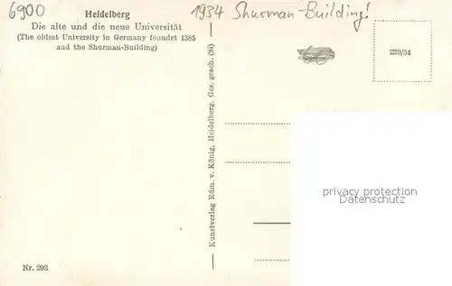 AK / Ansichtskarte Heidelberg_Neckar Alte und neue Universitaet Shurman Building Heidelberg Neckar