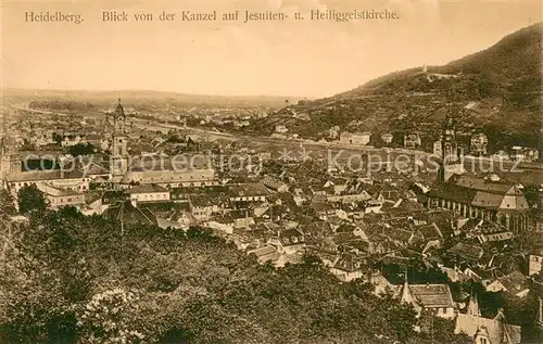 AK / Ansichtskarte Heidelberg_Neckar Panorama Blick von der Kanzel auf Jesuiten  und Heiliggeistkirche Heidelberg Neckar