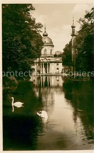 AK / Ansichtskarte Schwetzingen Schlossgarten Schwanenteich Moschee Schwetzingen