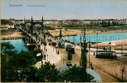 AK / Ansichtskarte Mannheim Friedrichsbruecke Strassenbahn Mannheim