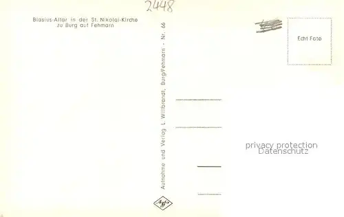 AK / Ansichtskarte Burg_Fehmarn Blasius Altar in der St. Nikolai Kirche Burg Fehmarn