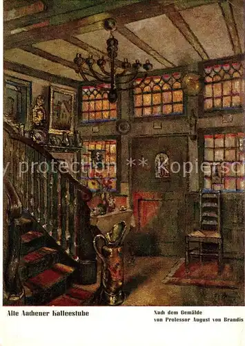 AK / Ansichtskarte Bad_Aachen Kaffeestube Gemaelde Prof.August von Brandis Gastronomie Bad_Aachen