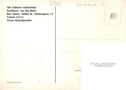AK / Ansichtskarte Bad_Aachen Kaffeestube Gemaelde Prof.August von Brandis Gastronomie Bad_Aachen
