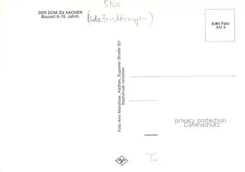AK / Ansichtskarte Aachen Dom links Zerstoerungen Aachen