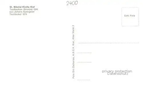 AK / Ansichtskarte Kiel St.Nikolai Kirche Taufbecken Taufdeckel Kiel