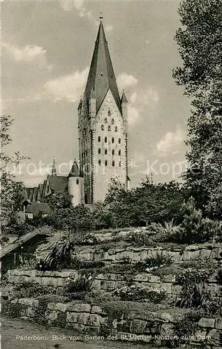 AK / Ansichtskarte Paderborn St Michael Klostergarten mit Domblick Paderborn