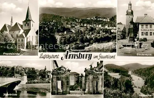 AK / Ansichtskarte Arnsberg_Westfalen Gesamtansicht Glockenturm Propsteikirche Jaegerbruecke Hirschberger Tor Seufzertal Arnsberg_Westfalen