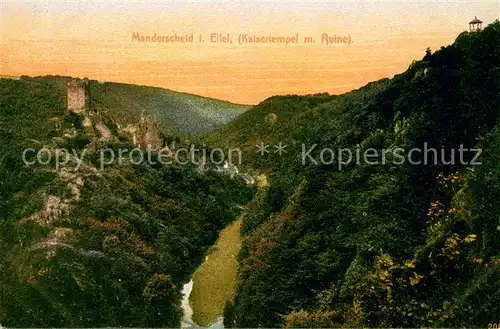 AK / Ansichtskarte Manderscheid_Eifel Kaisertempel mit Ruine Abendrot Manderscheid Eifel