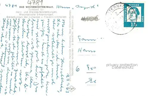 AK / Ansichtskarte Bad_Westernkotten Saline Ehrenmal Kurhaus Soleturm Wandelhalle Alte Fachwerkhaeuser Pension Markoni Zehnthof Kurmittelhaus Schloss Schwarzengraben Bad_Westernkotten