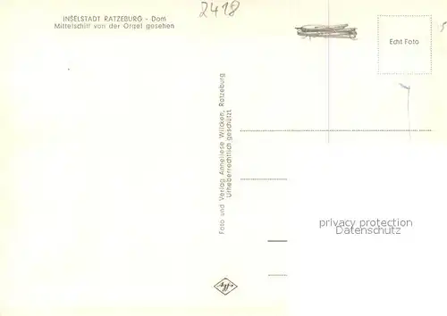 AK / Ansichtskarte Ratzeburg Dom Mittelschiff Ratzeburg