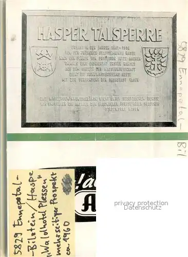 AK / Ansichtskarte Ennepetal Waldhotel Plessen an der Hasper Talsperre Ennepetal