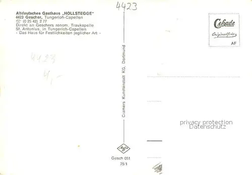 AK / Ansichtskarte Gescher Altdeutsches Gasthaus Hollstegge Traukapelle St Antonius Inneres Gescher