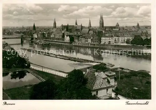 AK / Ansichtskarte Bremen Panorama Blick ueber die Weser zur Stadt Bremen