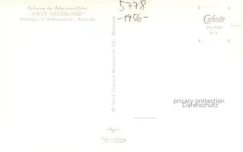 AK / Ansichtskarte Winterberg_Hochsauerland Kurheime der AWO Haus Sauerland Winterberg_Hochsauerland