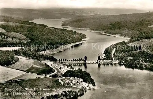AK / Ansichtskarte Sorpesee_Sauerland Strandbad und Strandcafe Amecke Sorpesee_Sauerland