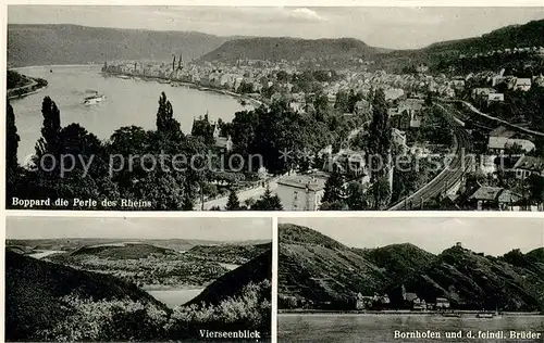 AK / Ansichtskarte Boppard_Rhein Panorama Vierseenblick Bornhofen und die feindlichen Brueder Boppard Rhein