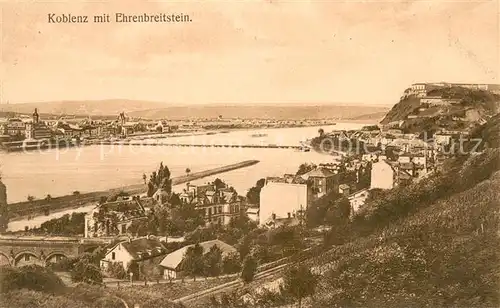 AK / Ansichtskarte Koblenz_Rhein Panorama mit Ehrenbreitstein Koblenz_Rhein