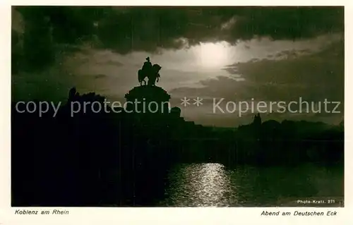 AK / Ansichtskarte Koblenz_Rhein Am Deutschen Eck bei Nacht Koblenz_Rhein