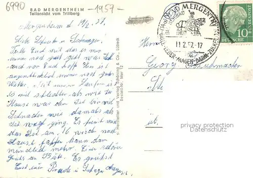 AK / Ansichtskarte Bad_Mergentheim Teilansicht vom Trillberg Bad_Mergentheim
