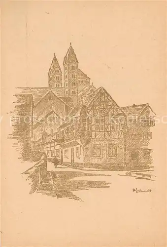 AK / Ansichtskarte Speyer_Rhein Sonnenbruecke mit Dom Kuenstlerkarte Speyer Rhein