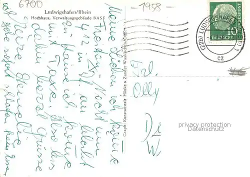 AK / Ansichtskarte Ludwigshafen_Rhein Hochhaus Verwaltungsgebaeude BASF Wasserspiele Ludwigshafen Rhein