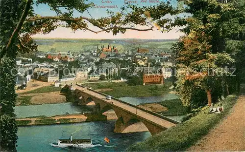 AK / Ansichtskarte Trier Totalansicht Bruecke  Fluss Dampfer Strassenbahn Trier