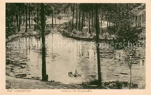 AK / Ansichtskarte Bad_Lippspringe Waldseen mit Buergerquelle Bad_Lippspringe