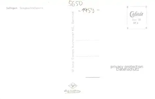 AK / Ansichtskarte Solingen Sengbachtalsperre Solingen