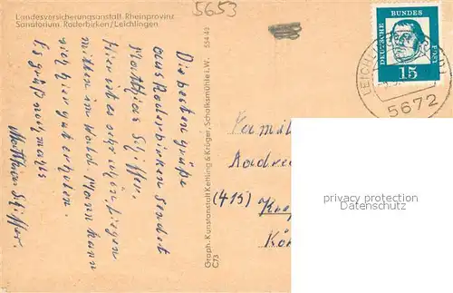 AK / Ansichtskarte Leichlingen_Rheinland Landesversicherungsanstalt Rheinprovinz Sanatorium Roderbirken Leichlingen_Rheinland