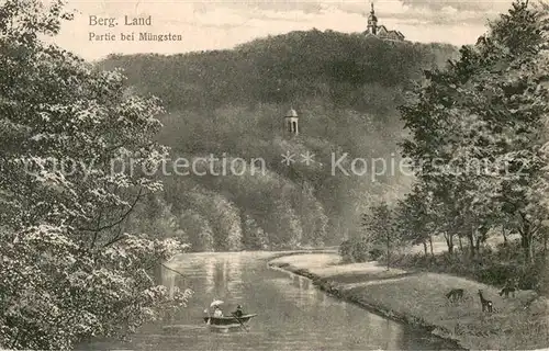 AK / Ansichtskarte Muengsten Bergisch Land Partie bei Muengsten Ruderboot Muengsten